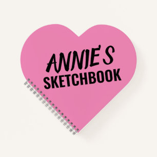 SKETCHBOOK PERSONALIZED HEART SHAPED NAME NOTEBOOK