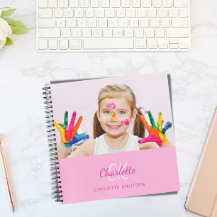 Sketchbook photo pink monogram girl notebook