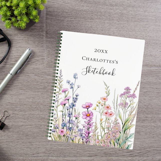 Sketchbook pink purple blue wildflowers notebook (Creator Uploaded)