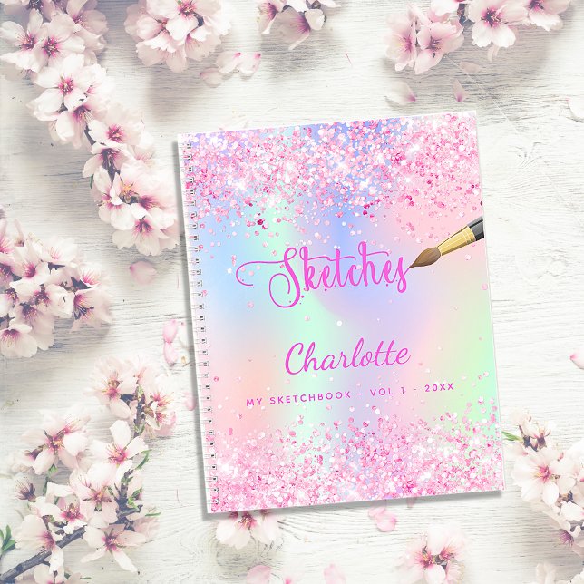 Sketchbook pink purple holographic girl notebook (Creator Uploaded)