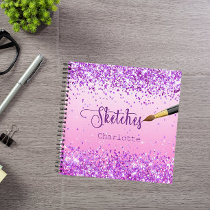 Sketchbook pink purple paint brush notebook