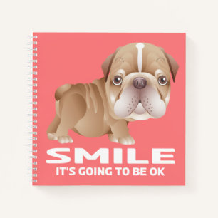 Sketchbook Puppy Dog Pink Cartoon Bulldog Artist Notebook