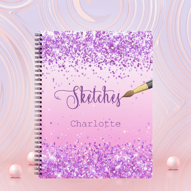 Sketchbook purple pink confetti name paint notebook (Creator Uploaded)