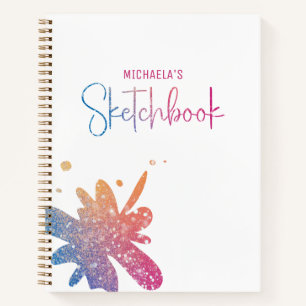 Sketchbook Rainbow Glitter Splatter Notebook