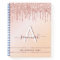 Sketchbook rose gold pink glitter monogram