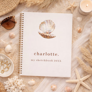 Sketchbook sea shell pearl beige modern notebook