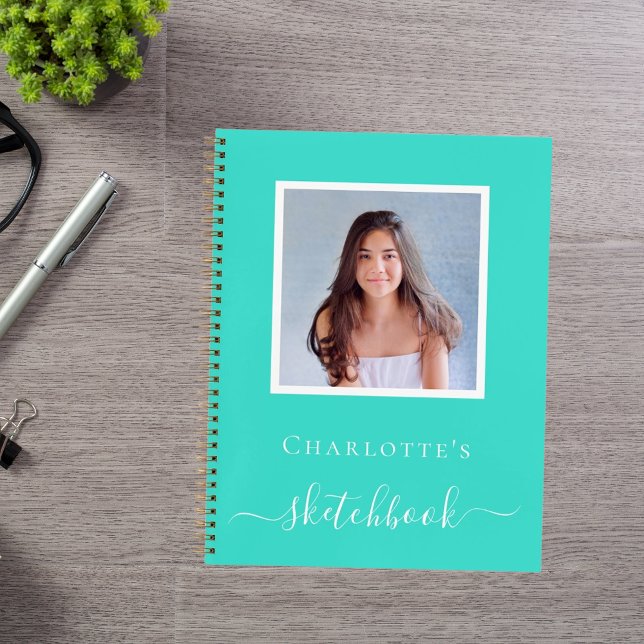 Sketchbook turquoise photo girls typography notebook (Creator Uploaded)