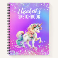 Sketchbook Unicorn Pink Purple Iridescent name