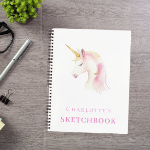 Sketchbook unicorn pink white girl notebook