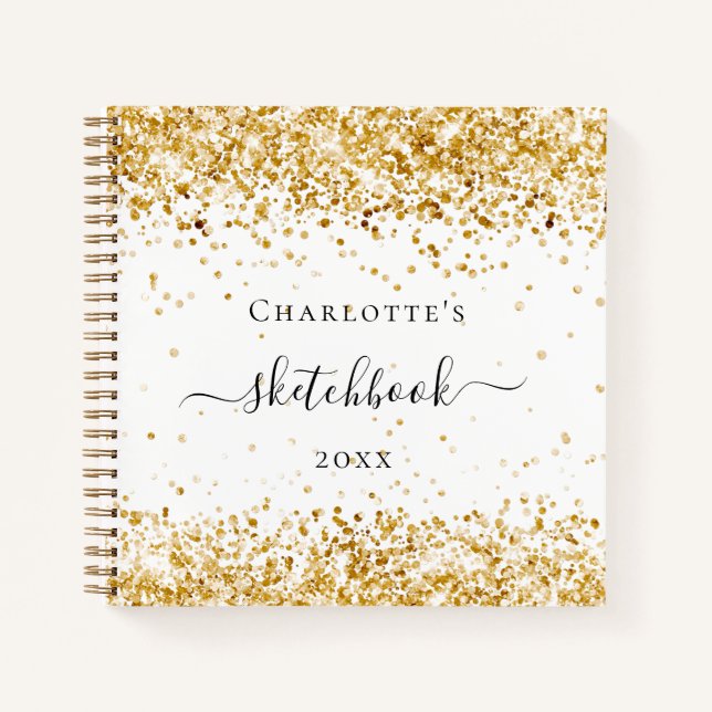 Sketchbook white gold name notebook (Front)