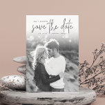 Sketched Announcement | Photo Save the Date<br><div class="desc">A modern and stylish save the date design featuring a grey text overlay and a full bleed vertical or portrait orientated photo. "Save the Date" appears at the top in hand sketched script typography, with your names, wedding date, and location tucked into the design. Add additional details, like your wedding...</div>