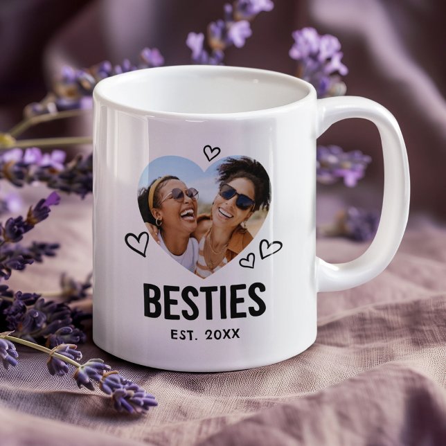 Sketched Besties Heart Photo Coffee Mug (Creator Uploaded)