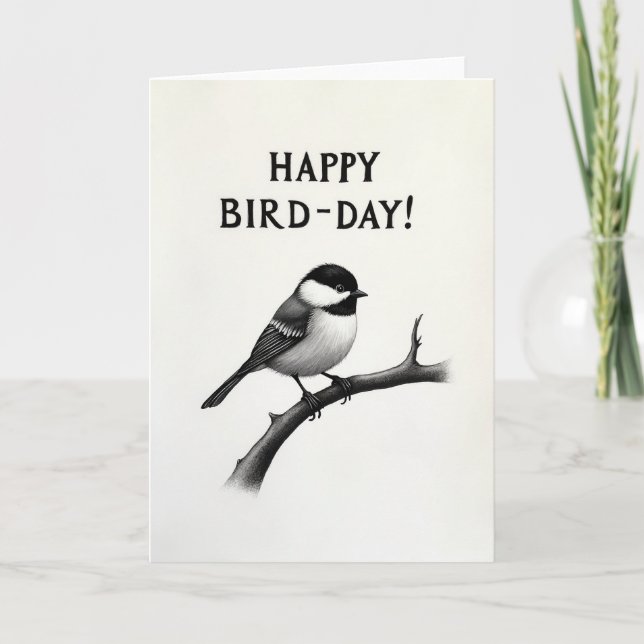 Sketched Bird Birthday Card (Front)