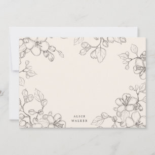 sketched cherry flower thank you card