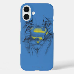 Sketched Chest Superman Logo iPhone 16 Plus Case