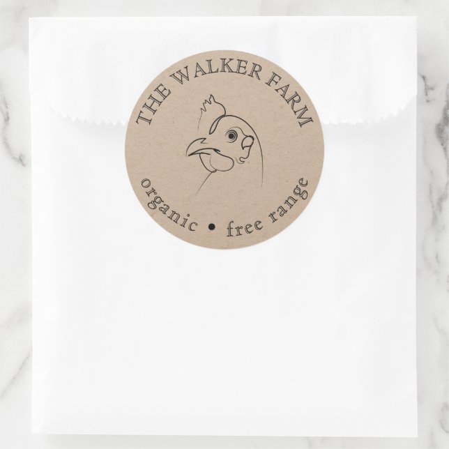 Sketched Chicken Farm Fresh Eggs  Classic Round Sticker (Bag)