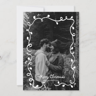 Sketched Christmas Light Cute Photo Holiday Card