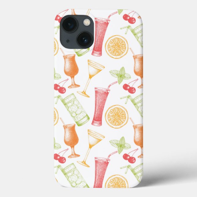 Sketched Cocktail Pattern Case-Mate iPhone Case (Back)