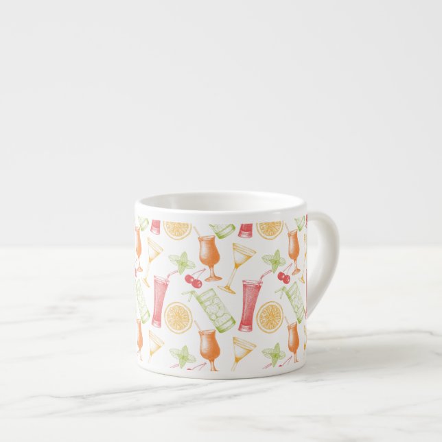 Sketched Cocktail Pattern Espresso Cup (Front Right)