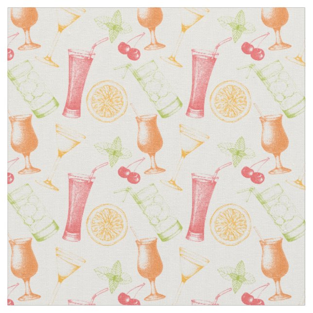 Sketched Cocktail Pattern Fabric (Close Up)