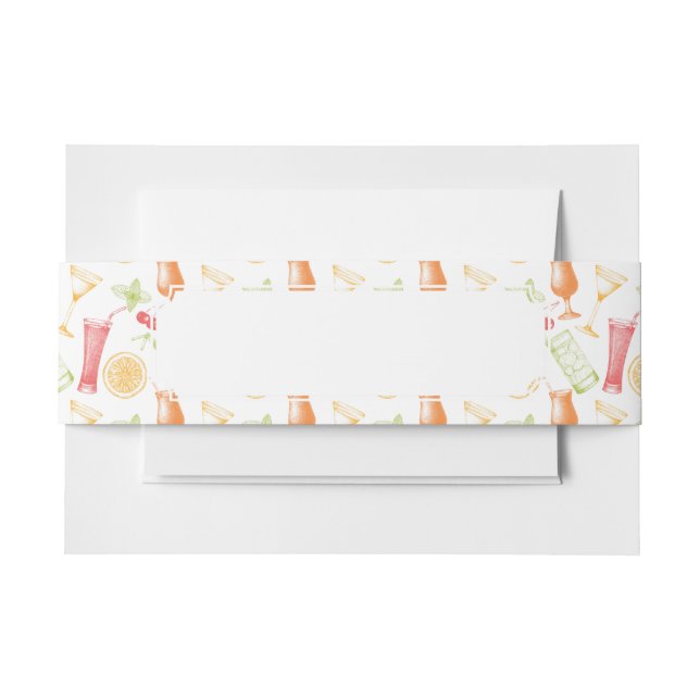 Sketched Cocktail Pattern Invitation Belly Band (Front Example)