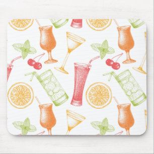 Sketched Cocktail Pattern Mouse Pad