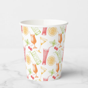 Sketched Cocktail Pattern Paper Cups