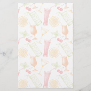 Sketched Cocktail Pattern Stationery