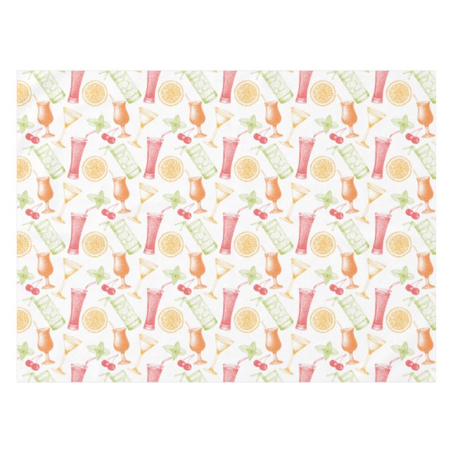Sketched Cocktail Pattern Tablecloth (Front (Horizontal))
