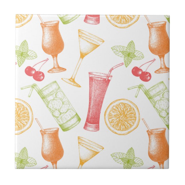 Sketched Cocktail Pattern Tile (Front)