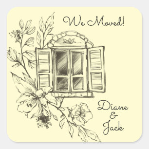 Sketched Cottage Scrapbook Square Sticker