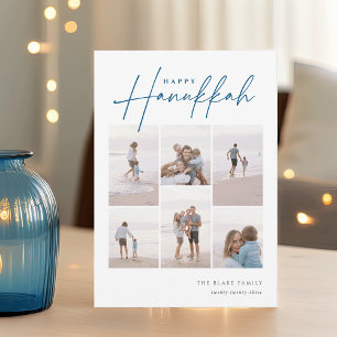 Sketched Cursive 6 Photo Collage Hanukkah Holiday Card
