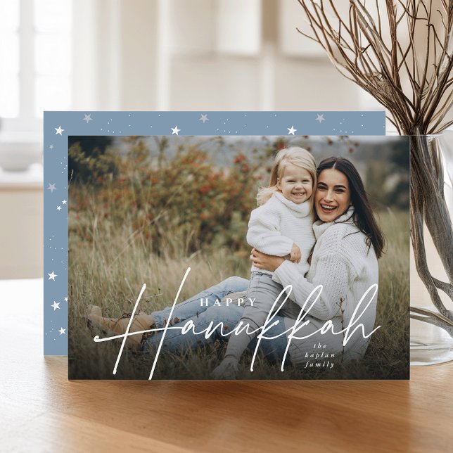 Sketched Cursive Full Photo Hanukkah Holiday Card (Creator Uploaded)