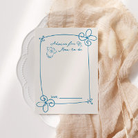 Sketched Cute Wavy Bow Frame Baby Show Advice Card