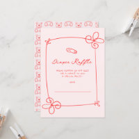 Sketched Cute Wavy Bow Frame Baby Shower Ticket