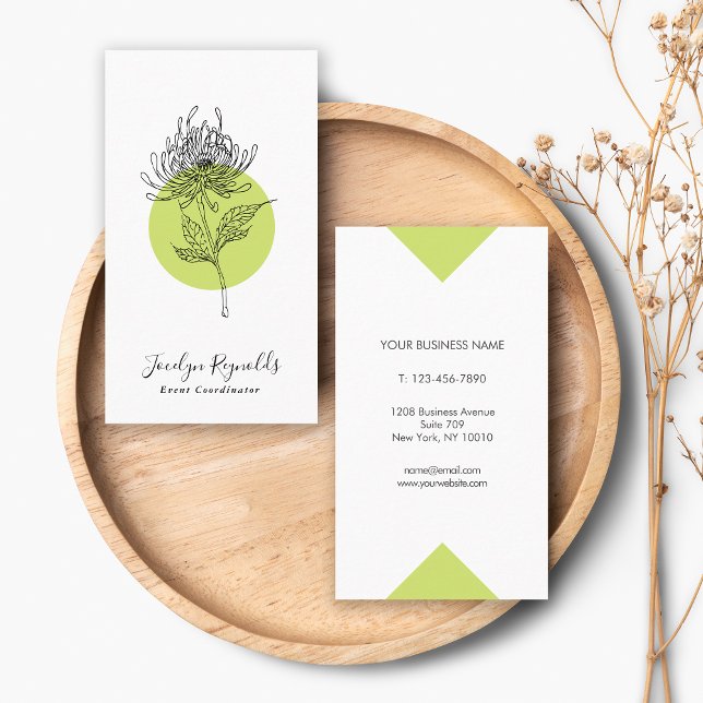 Sketched Dahlia Botanical Simple Elegant Business Card (Creator Uploaded)