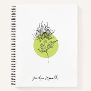 Sketched Dahlia Botanical Simple Elegant Notebook