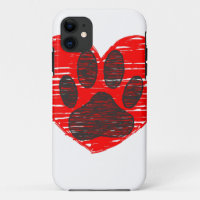 Sketched Dog Paw In Red Heart
