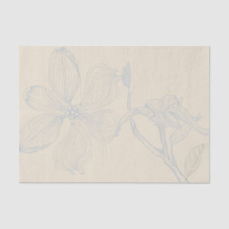 Sketched Dogwood Branch Lg Scale on Parchment Tissue Paper