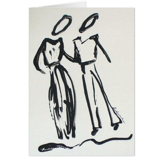 Sketched Figurative  Couple Blank Card (Front)