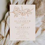 Sketched Floral Almond and Copper Wedding Invitation<br><div class="desc">Elegant floral wedding invitations featuring copper sketched flowers and leaves near the top of the invite with an almond-coloured background. Personalise the botanical wedding invitation with your names and wedding details below in classic white lettering. Designed to coordinate with our Sketched Floral wedding collection.</div>