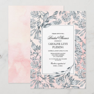 Sketched Floral Blush Pink Bridal Shower Invitation