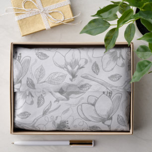 Sketched Floral Outline Pattern Grey/Wht ID939 Tissue Paper