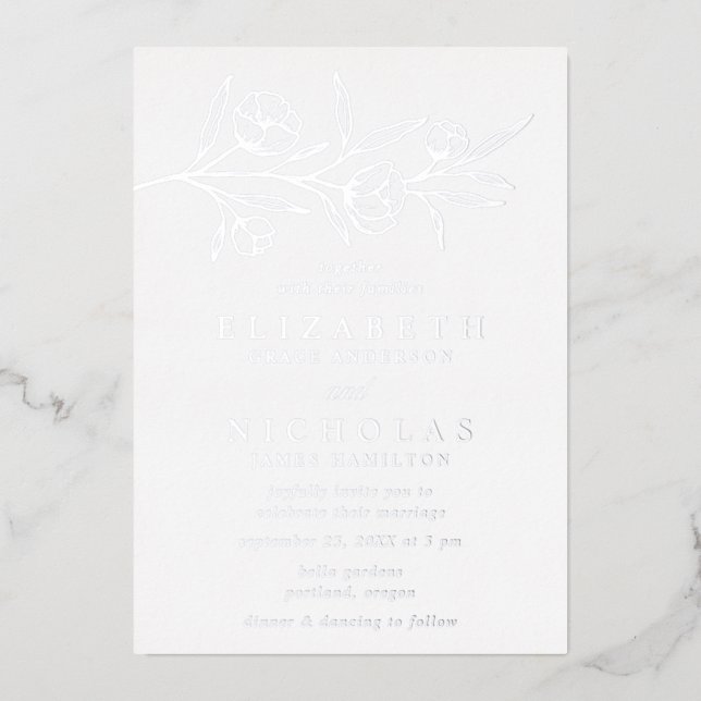 Sketched Floral Wedding Silver  (Front)