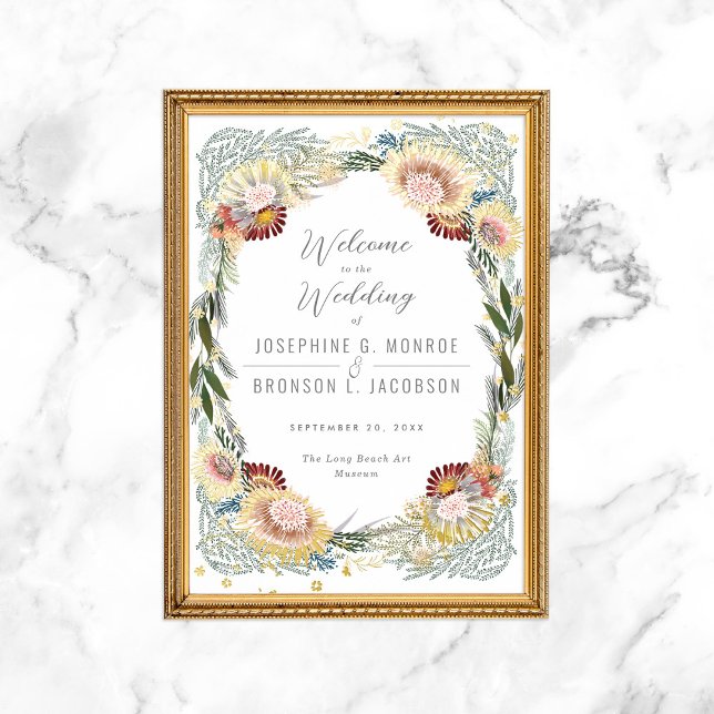 Sketched Florals Unique Wedding Welcome Gold Foil Prints (Creator Uploaded)