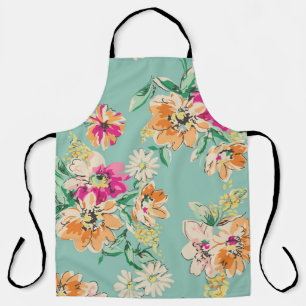 Sketched flower design in bright colors - seamless apron