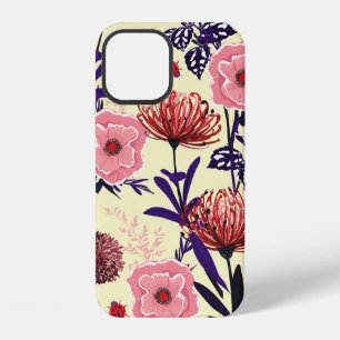 Sketched flower design in bright colours seamless iPhone 12 case