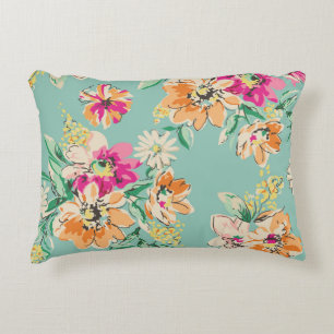 sketched flower in bright colors - seamless backgr decorative cushion