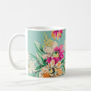 sketched flower in bright colours - seamless backg coffee mug