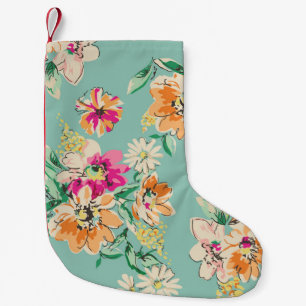 sketched flower in bright colours - seamless backg small christmas stocking